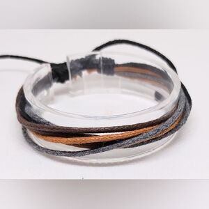 Men's leather bracelet layered brown‎ new e35